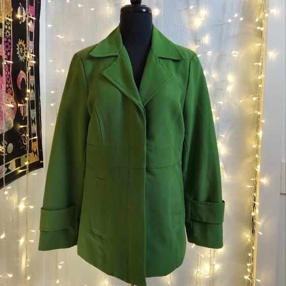 Merona Woman’s Green Blazer Coat Jacket Size Medium Long Sleeve, Lined, Collar  - Picture 2 of 3